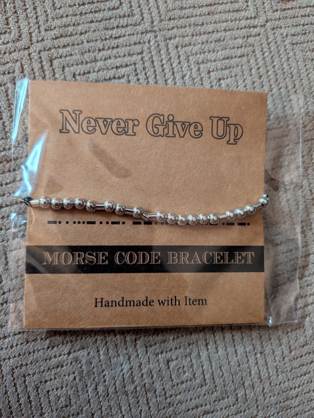 Morse Code Bracelet (1) with Silver Beads - Picture 4 of 8